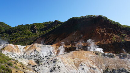 Fototapeta premium Noboribetsu Jigokudani – The Hell Valley of Noboribetsu, Hokkaido, Japan