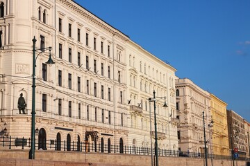 Obraz premium Lipotvaros district architecture in Budapest, Hungary. Ornate apartment buildings.