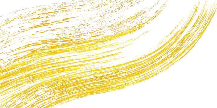 Gold paint brush strokes. Collection of golden paint brush strokes isolated on transparent white background.