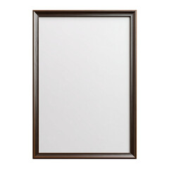 Minimalist dark wood rectangular frame with clean lines and white matting, isolated on transparent background.