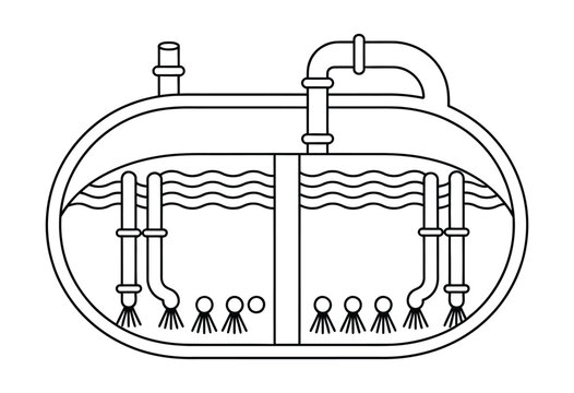 Septic Tank Thin Line Vector Illustration, Representing Wastewater Storage