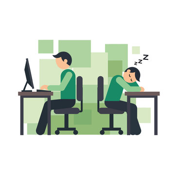 Tired Office Worker Sleeping