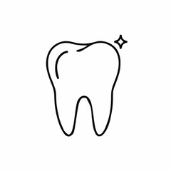 Obraz premium Clean White Tooth Icon With Sparkle Symbol On A Simple White Background Representing Dental Hygiene