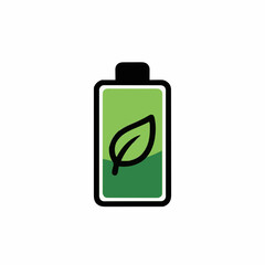 Fototapeta premium Green Leaf Inside Battery Icon Symbolizing Eco Friendly Energy And Renewable Power Source On A White Background