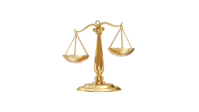 unbalanced gold scales of justice 3d rendering