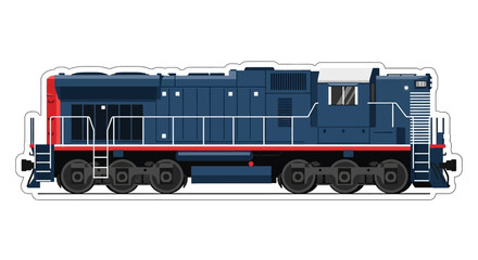 Vector illustration of a blue freight train locomotive side view © Rohim