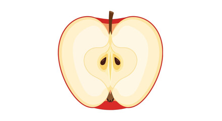 Vector illustration of a sliced red apple on white background