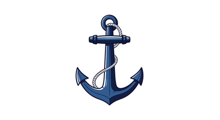 Nautical anchor with rope on white background, vector illustration © Rohim