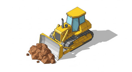 Yellow Bulldozer Moving Brown Soil. © Firman