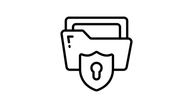 Well crafted linear animated icon of encrypted folder design
