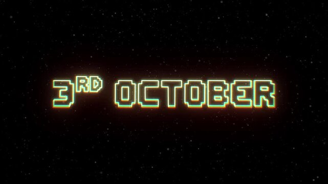 3rd October Neon text with retro style