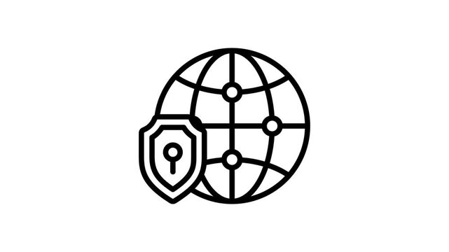 Premium outline animated icon of protected secure browser