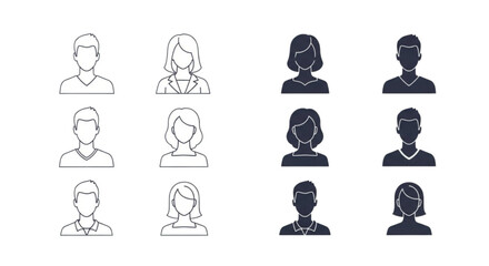 User Avatar Icon Set &ndash; Profile Silhouette Outline Vector Collection
