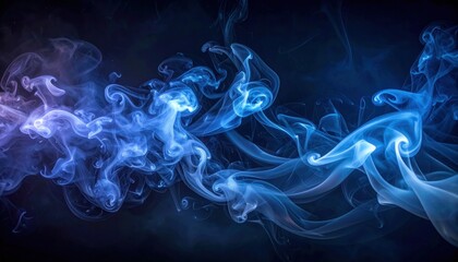 Obraz premium Blue Smoke Tendrils in Dark Background.