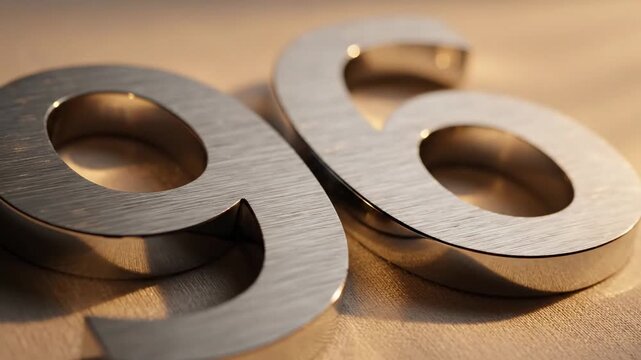 Close-up of brushed metal numbers 9 and 6, representing the number 96