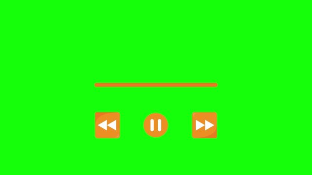 Music Player button animation, Play or pause button animation. Music or video play bar icon animation on green background