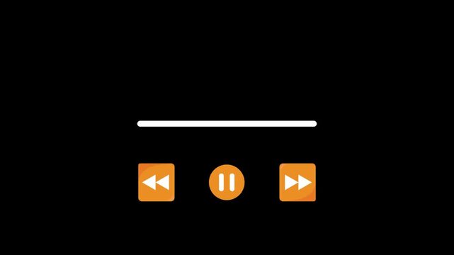 Music Player button animation, Play or pause button animation. Music or video play bar icon animation on black background