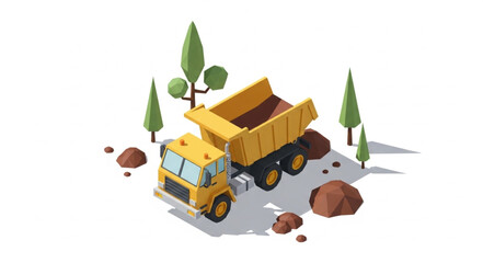 Yellow Dump Truck with Rocks. © Nazrul