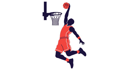 Silhouette of Basketball Player Dunking on Isolated White Background © rohim