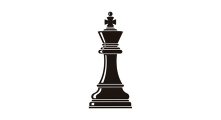 Black chess king piece isolated on white background