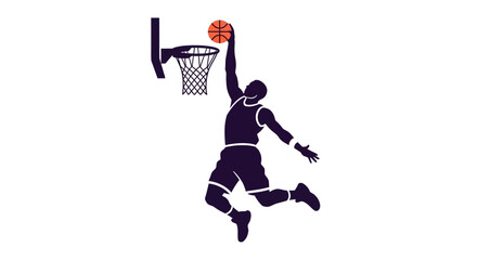 Silhouette of Basketball Player Dunking on White Background © rohim