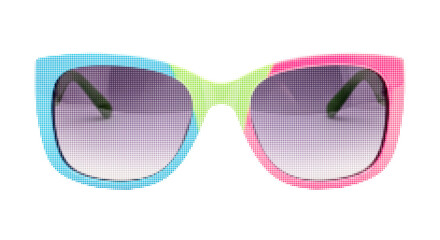 Colorful Sunglasses with Halftone Texture Effect