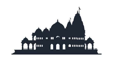 Silhouette of Traditional Indian Temple with Ornate Architecture © rohim