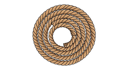 Coiled brown rope in circular pattern on white background © rohim