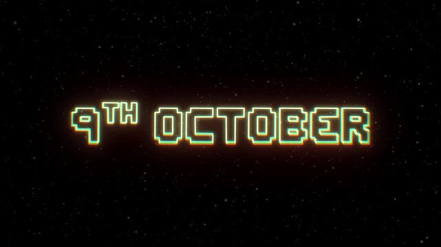 9th October Neon text with retro style
