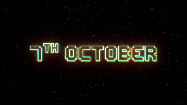 7th October Neon text with retro style