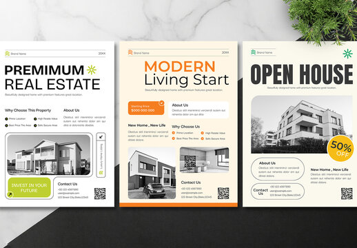 Modern Real Estate Flyer Bundle for Open House Property Listing and Marketing