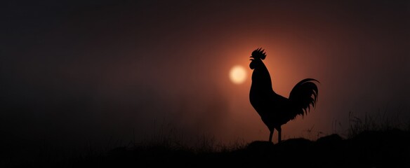 rooster crowing at sunrise announcing the beginning of a fresh day