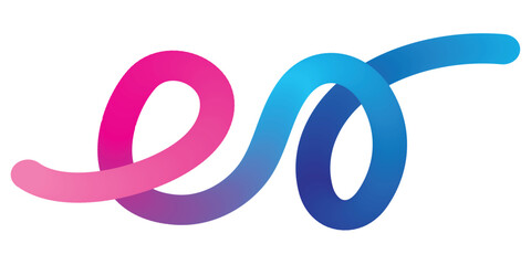 Abstract ribbon with pink and blue color gradient on a white background