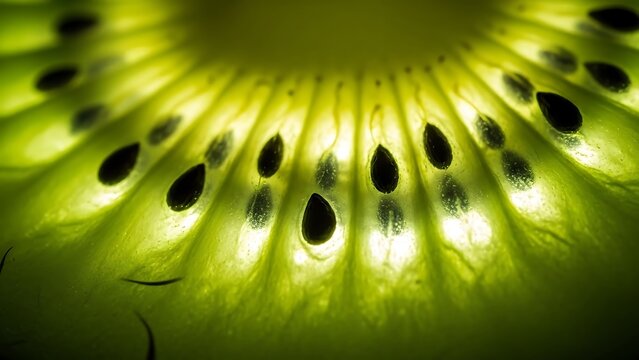 Close-up of a kiwi fruit slice.