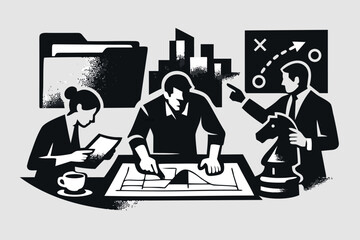 Flat style corporate meeting artwork