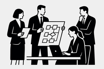 Flat style corporate meeting artwork