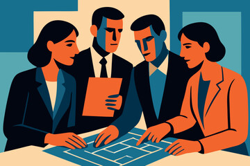 Flat style corporate meeting artwork