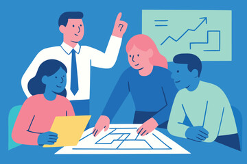 Flat style corporate meeting artwork