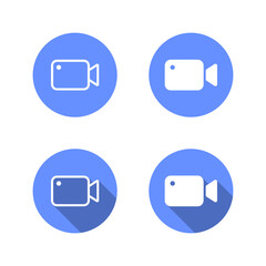 Simple video camera icon with long shadow. Media recording symbol