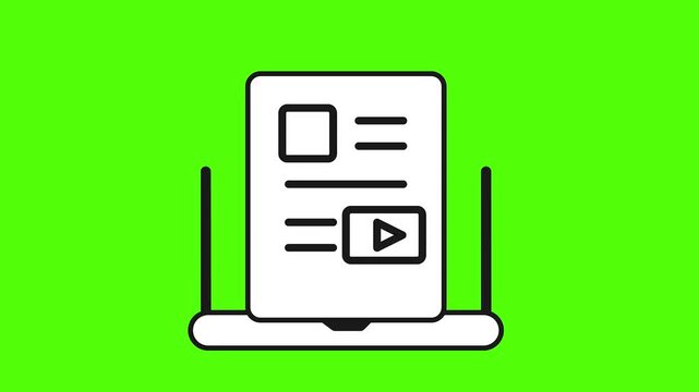 Digital Newsletter Design: A simple yet informative vector design of a digital newsletter on a laptop screen, highlighting the user-friendly interface of online media and communication.