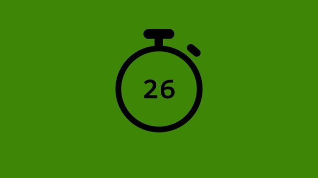 Green stopwatch showing twentynine seconds countdown
