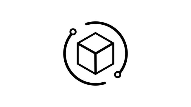 Isometric Cube Inside Circular Arrow Icon Design