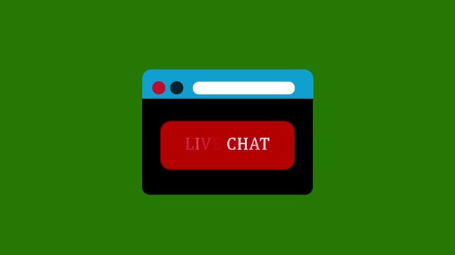 Live chat browser window on green background