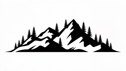 Obraz premium Vector mountain landscape silhouette with pine trees