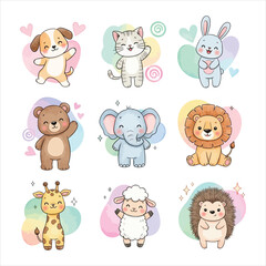 Cute animal icons set