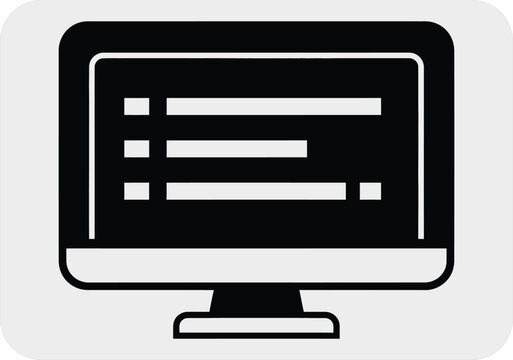 Computer monitor icon with lines on screen