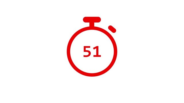 Red Stopwatch Showing Fifty Four Seconds Isolated