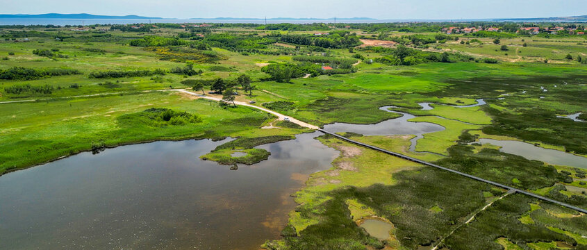 Queens Beach aerial view in Zadar, Croatia