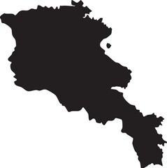 Fototapeta premium Black silhouette map of Armenia a simple vector illustration representing the countrys borders for travel or informational purposes isolated on white