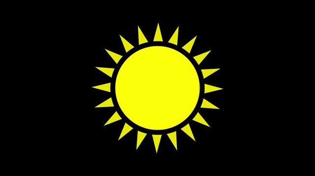 Stylized Sun Symbol Illustration with Bright Yellow Rays and Central Globe